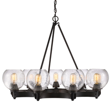  4855-9 RBZ-SD - Galveston 9-Light Chandelier in Rubbed Bronze with Seeded Glass